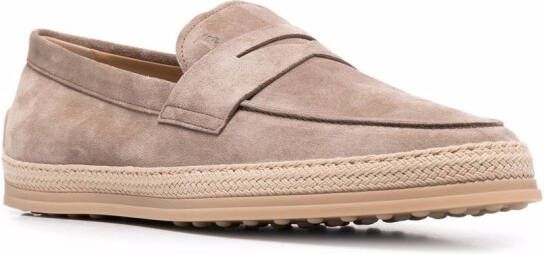 Tod's woven-trim penny loafers Neutrals
