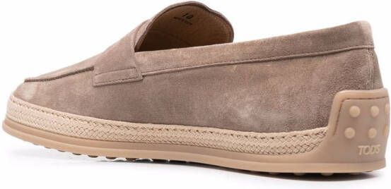 Tod's woven-trim penny loafers Neutrals