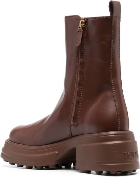 Tod's zip-up leather boots Brown
