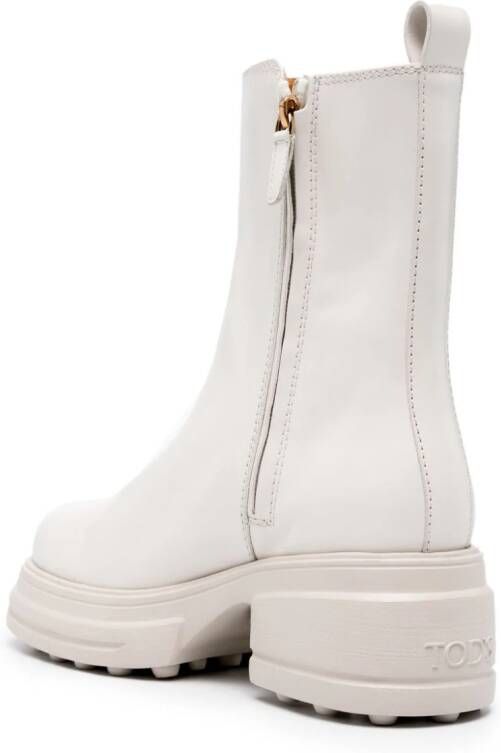 Tod's zip-up leather boots White