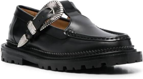Toga Pulla buckle-fastening leather loafers Black