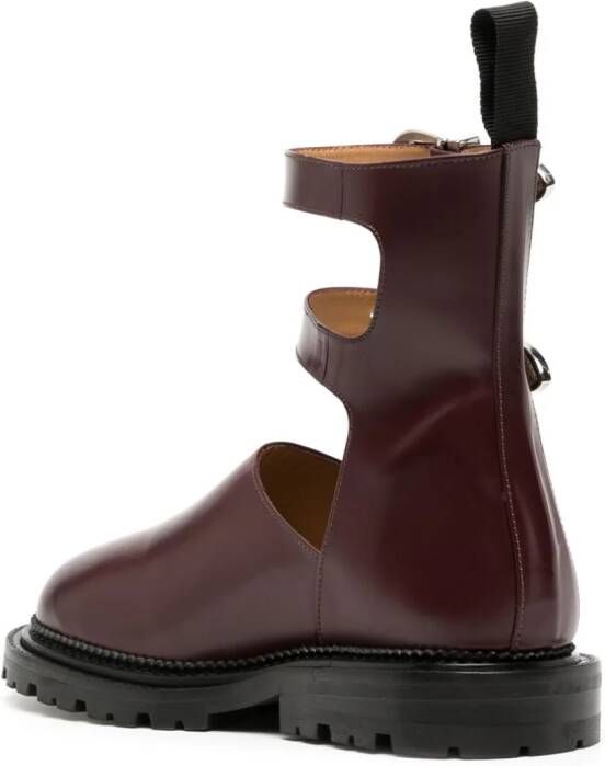 Toga Pulla buckle leather ankle boots Brown