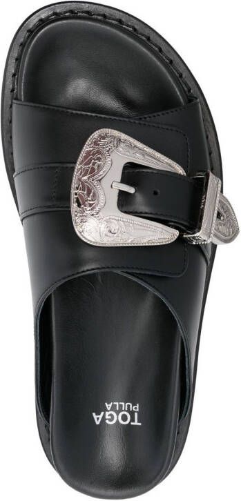 Toga Pulla buckle leather sandals Black