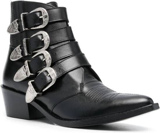 Toga Pulla buckle-strap mid heel boots Black