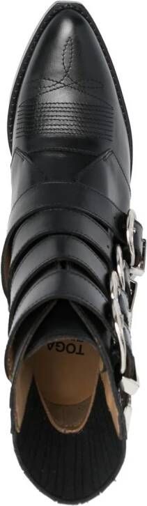 Toga Pulla buckle-strap mid heel boots Black