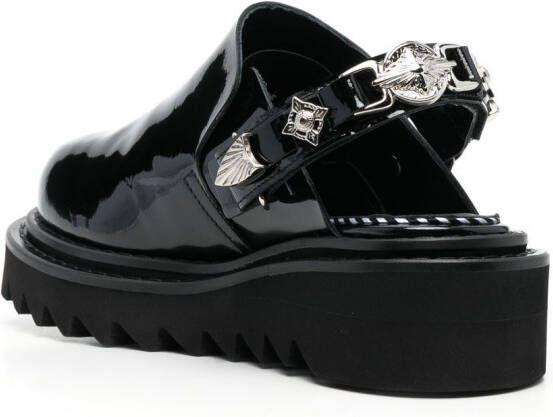 Toga Pulla buckled ankle-strap flat mules Black