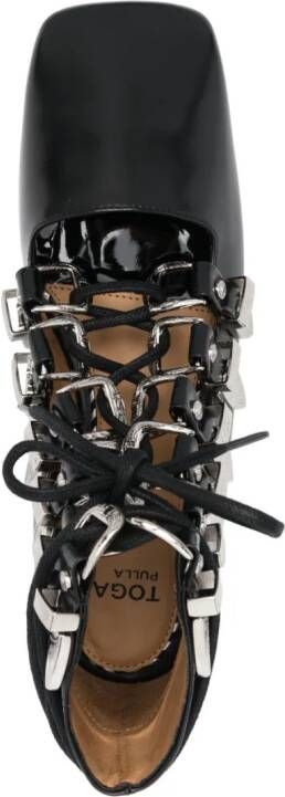 Toga Pulla buckled lace-up leather sandals Black