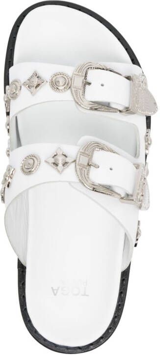Toga Pulla double-buckle slip-on sandals White