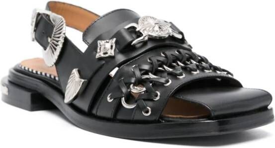 Toga Pulla embellished leather sandals Black