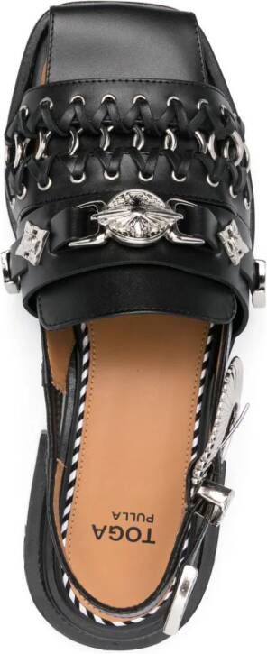 Toga Pulla embellished leather sandals Black