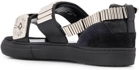 Toga Pulla embossed strap sandals Black