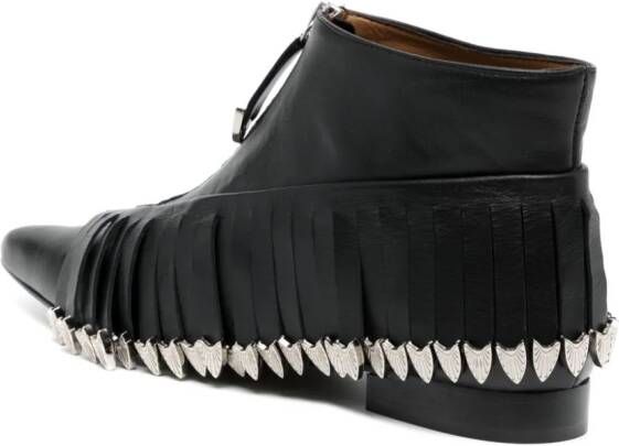 Toga Pulla fringed-detail leather boots Black