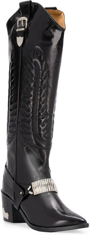 Toga Pulla knee length cowboy boots Black