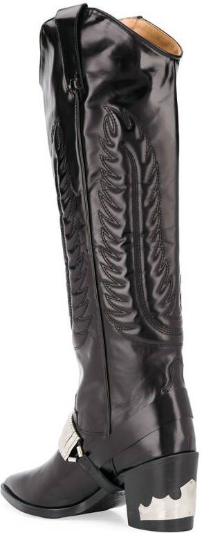 Toga Pulla knee length cowboy boots Black