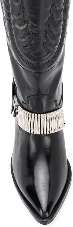 Toga Pulla knee length cowboy boots Black