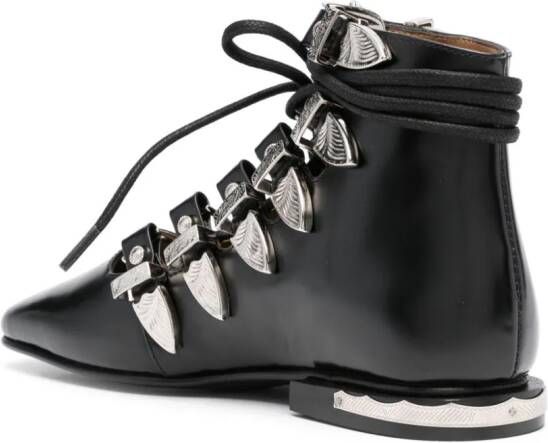 Toga Pulla lace-up leather ankle boots Black