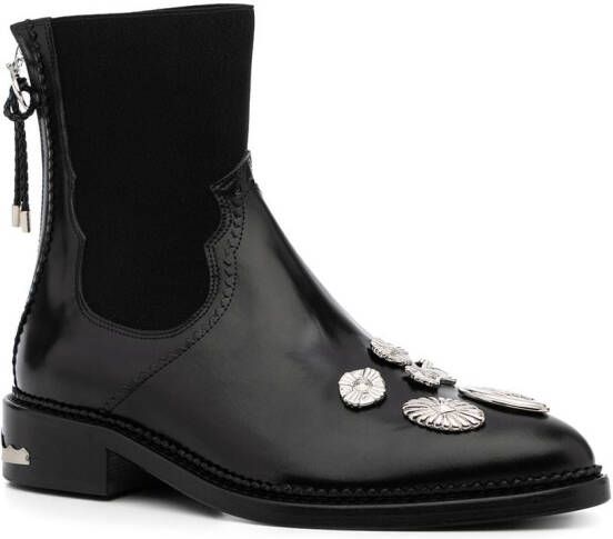 Toga Pulla mix-badge leather ankle boots Black