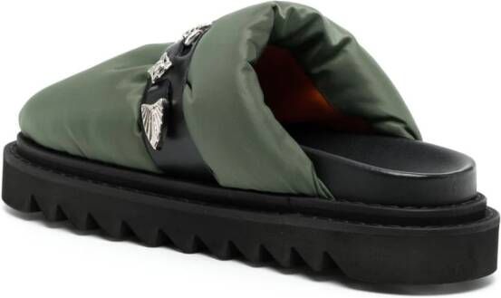 Toga Pulla round-toe leather mules Green