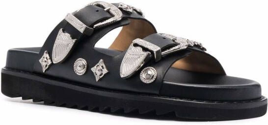 Toga Pulla side-buckle sandals Black