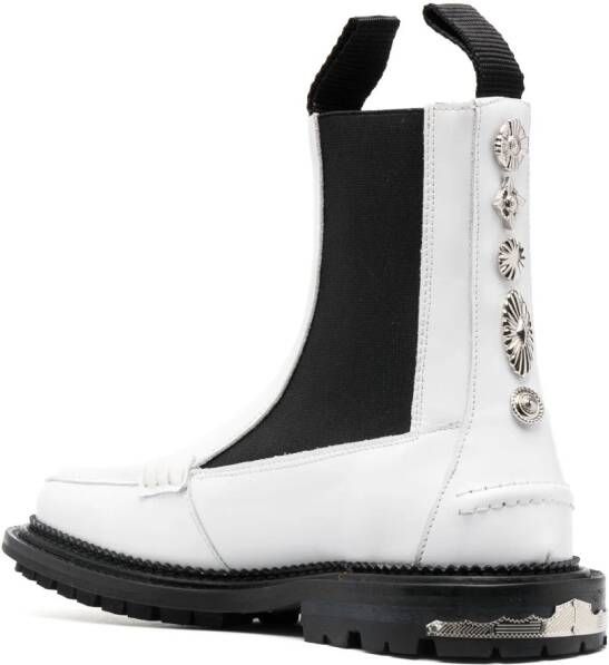 Toga Pulla stud-embellished leather ankle boots White