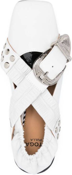 Toga Pulla stud-embellished leather ballerina shoes White