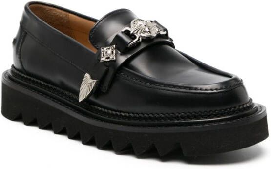 Toga Pulla stud-embellished leather loafers Black