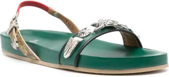 Toga Pulla stud-embellished leather sandals Green