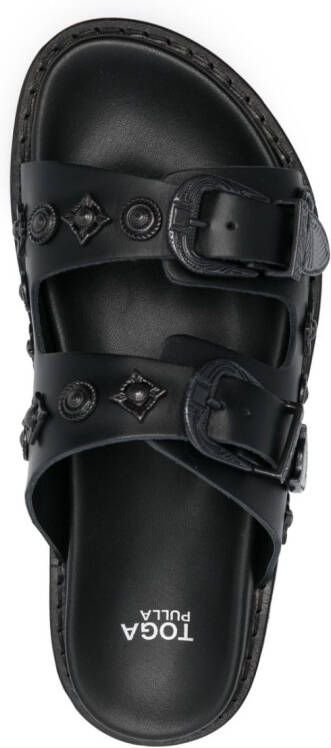 Toga Pulla stud-embellished leather slides Black