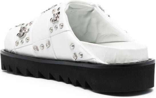 Toga Pulla stud-embellished leather slippers White