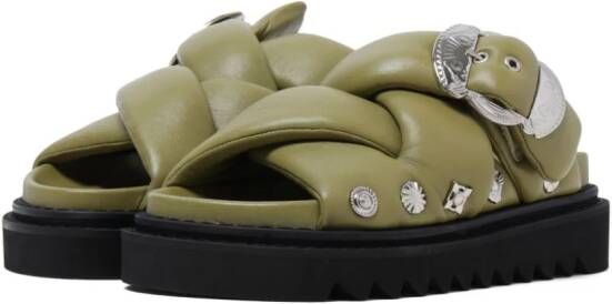 Toga Pulla stud-embellished padded sandals Green