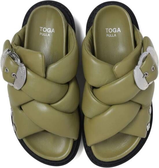 Toga Pulla stud-embellished padded sandals Green