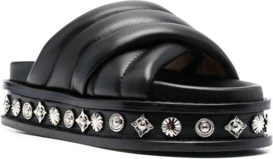 Toga Pulla studded 50mm leather slides Black