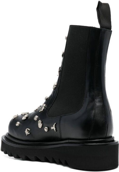 Toga Pulla studded ridged sole ankle boots Black
