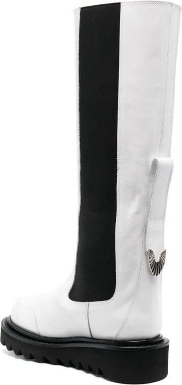 Toga Pulla two-tone knee boots White