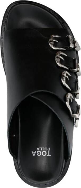Toga Pulla western-buckle leather slides Black