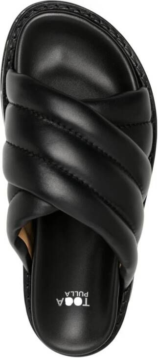 Toga stud-embellished leather sliders Black