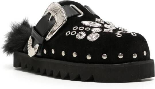 Toga studded faux-fur mules Black