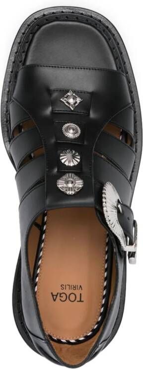 Toga Virilis caged leather sandals Black