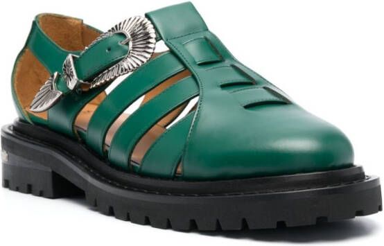 Toga Virilis cut-out leather sandals Green