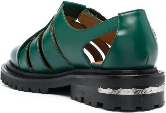 Toga Virilis cut-out leather sandals Green