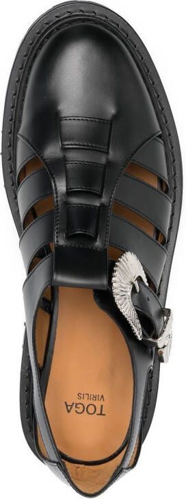 Toga Virilis embossed-buckle detail sandals Black