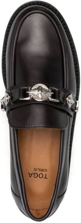 Toga Virilis logo-engraved leather loafers Brown