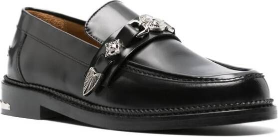 Toga Virilis logo-plaque leather loafers Black