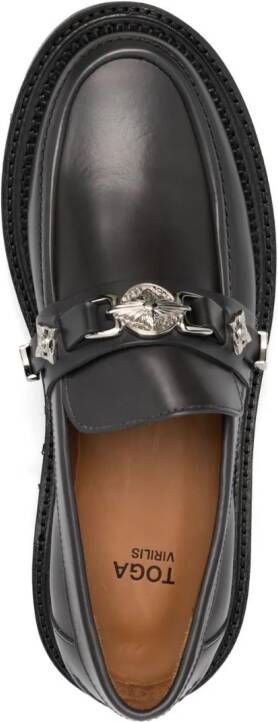 Toga Virilis logo-plaque leather loafers Grey