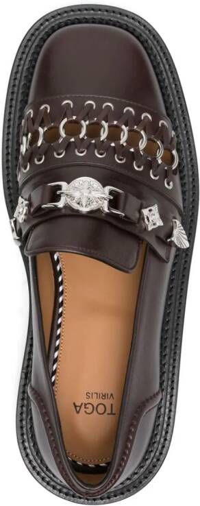 Toga Virilis stud-embellished leather loafers Brown