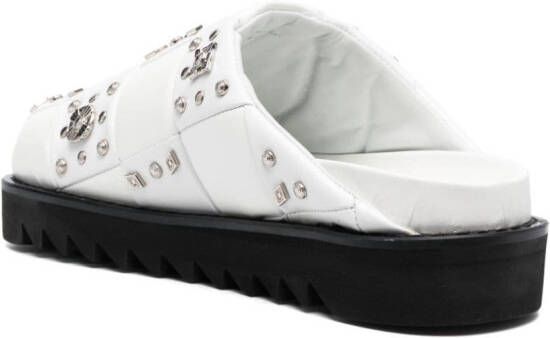 Toga Virilis stud-embellished leather slippers White