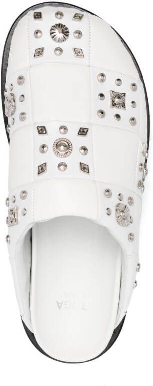 Toga Virilis stud-embellished leather slippers White
