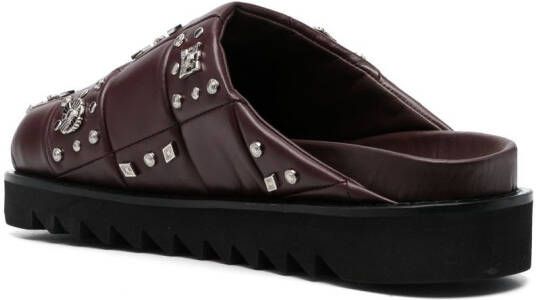 Toga Virilis stud-embellished leather slippers Purple