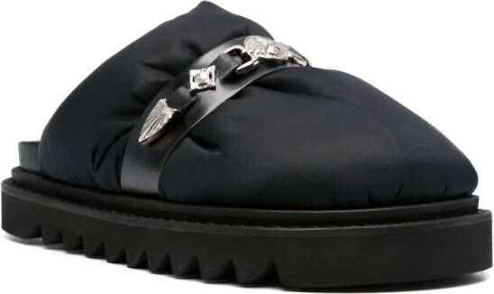 Toga Virilis stud-embellished panelled leather slides Black