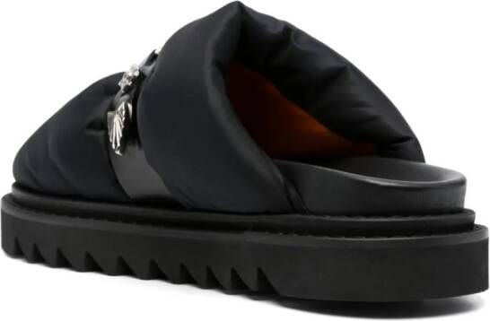 Toga Virilis stud-embellished panelled leather slides Black